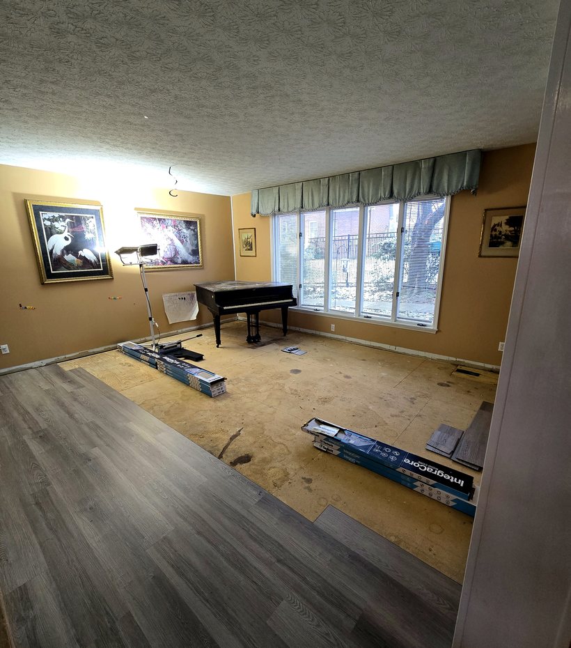 flooring installation progress